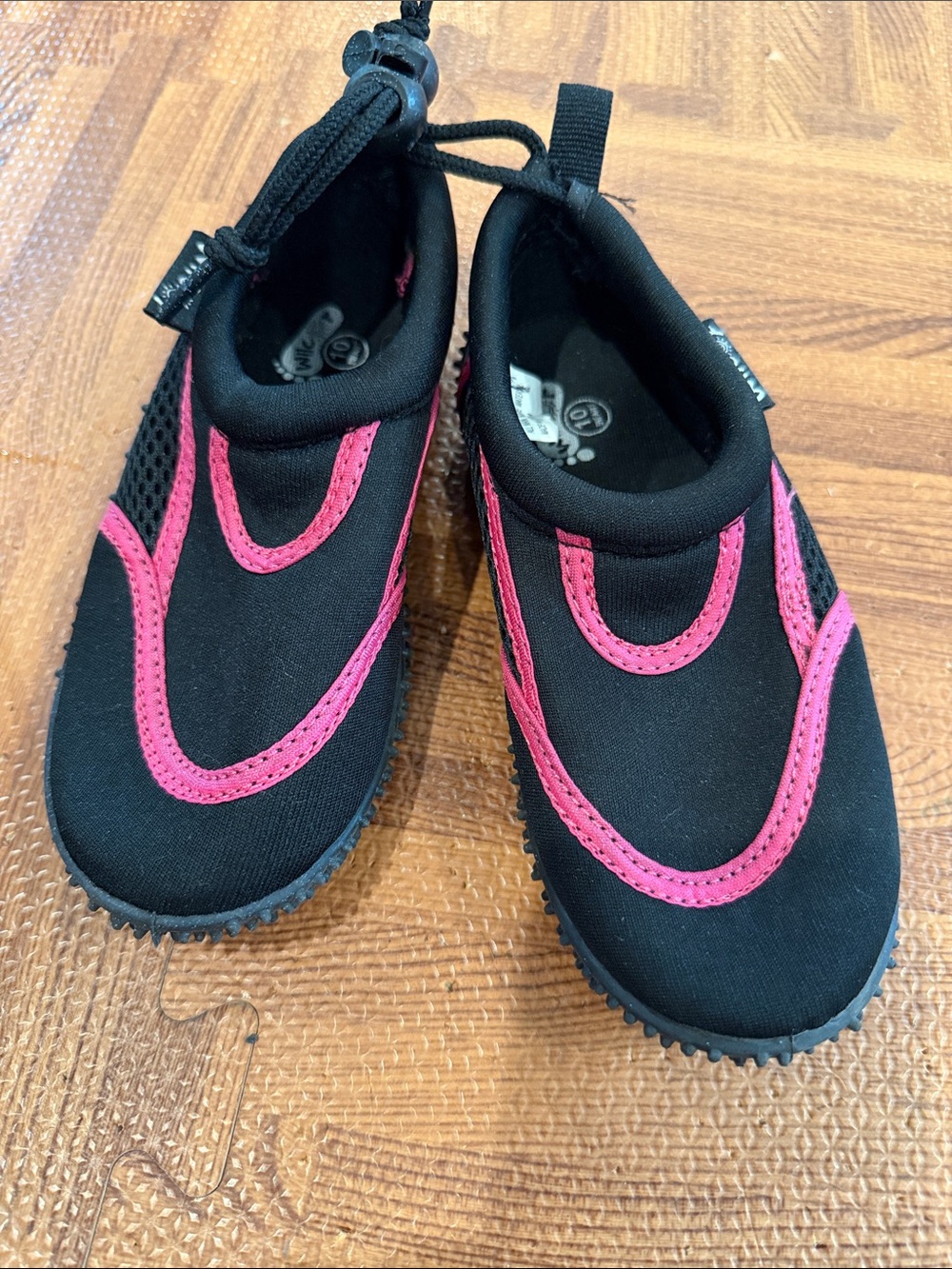 Kids Black Water Shoes with Pink Accents - Size 10
